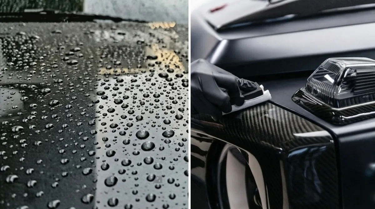 Applicazione ceramic coating su carrozzeria auto a Salerno — effetto idrorepellente